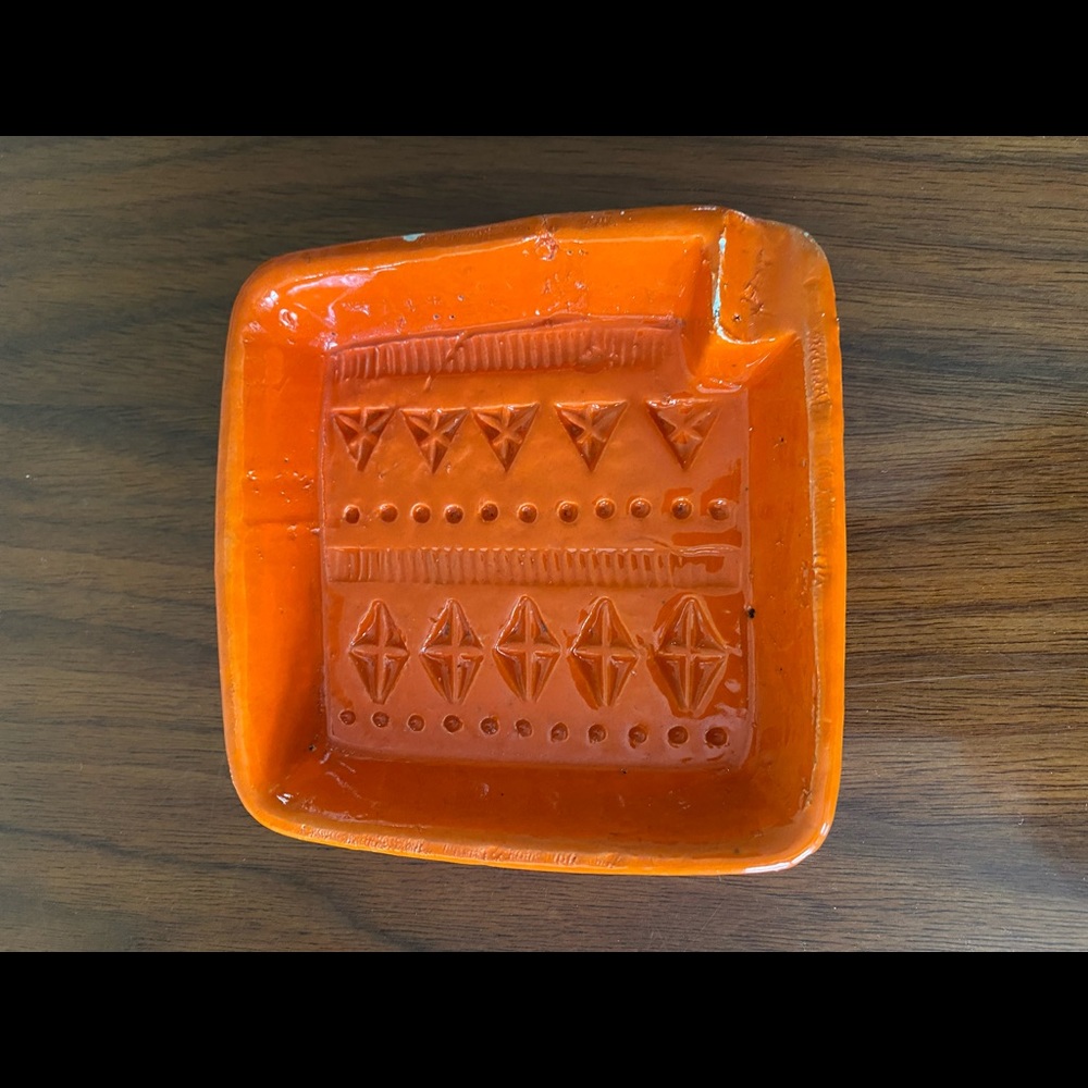 Vintage Bitossi Ceramic Orange Ashtray Rare